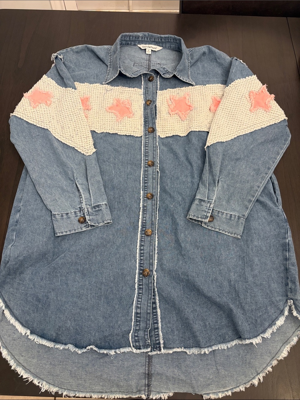 Davi & Dani Light Blue Denim Shirt with Cream Label